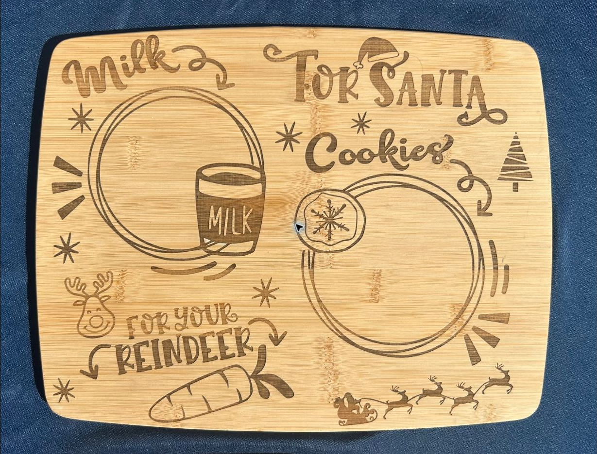 Personalized milk and cookies board